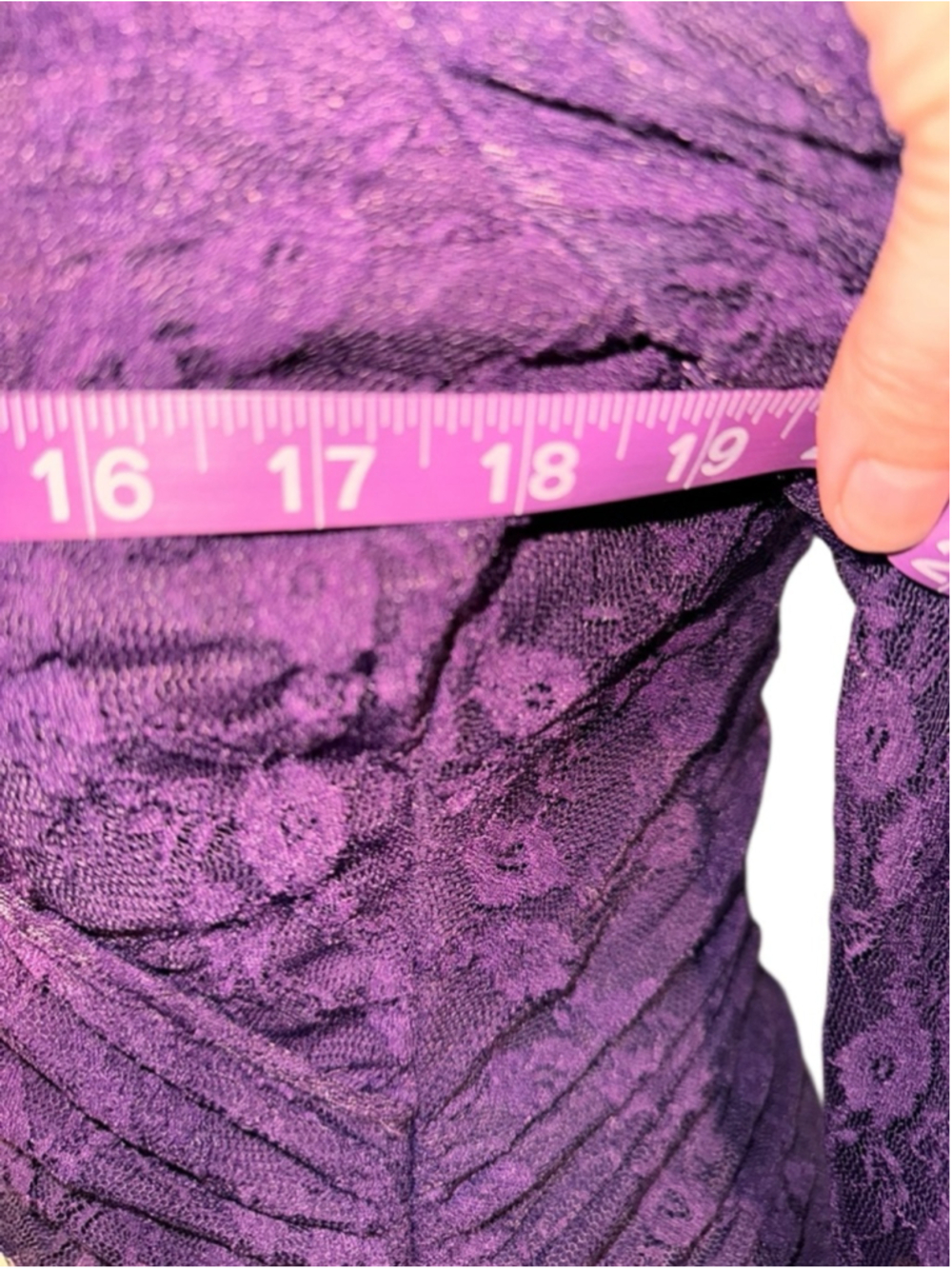 Women's Chaps Purple Lace Long Sleeve Dress M - Picture 4 of 7